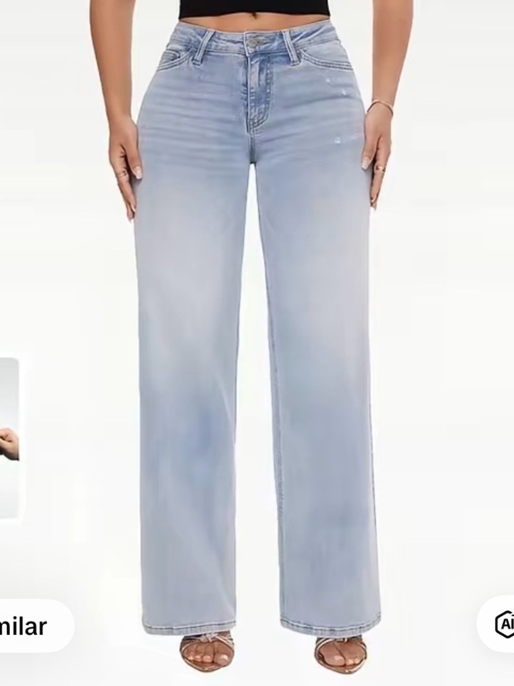Light Wash Mid Rise Wide Leg Jeans